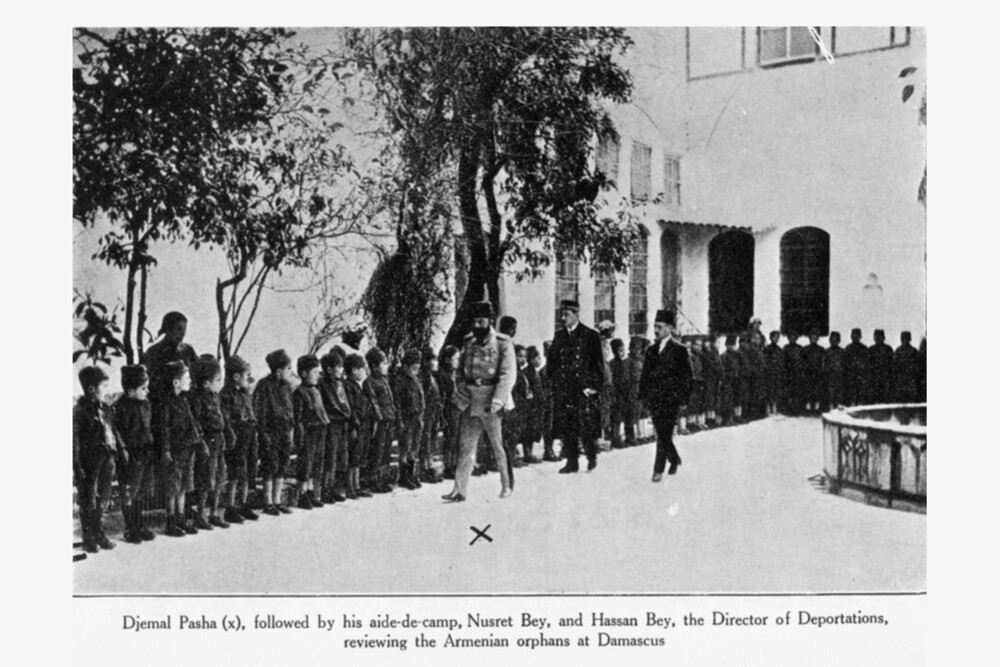 Djemal Pasha reviewing Armenian orphans, Damascus