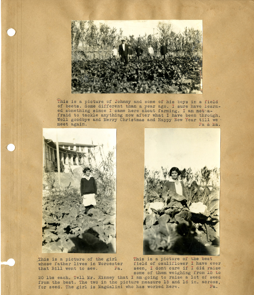 Johnny and his boys in a beet field at the orphanage farm