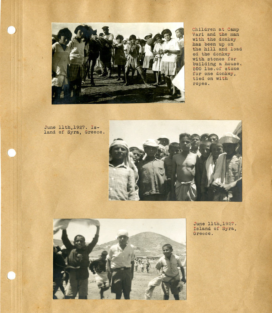 Donkey loaded with 500 lbs of building stone at Camp Vari