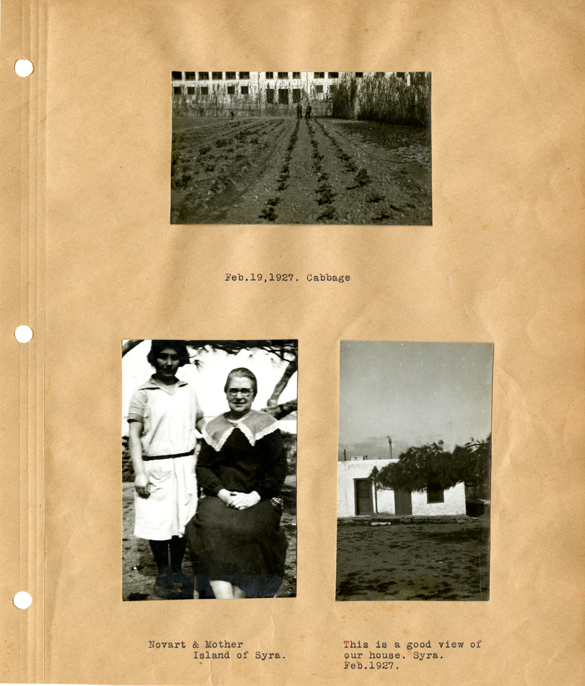 Orphan girl Novart with Carrie Midgley by the orphanage cabbage rows, Feb 1927