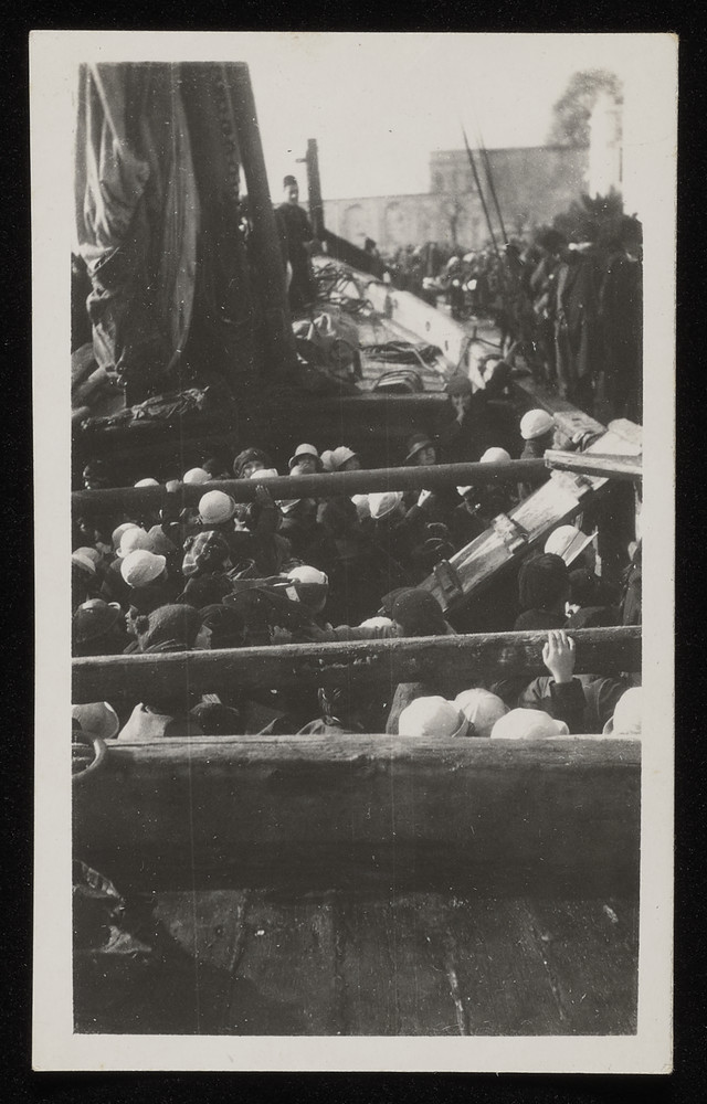 Children packed on a ship's deck, c. 1922–1923