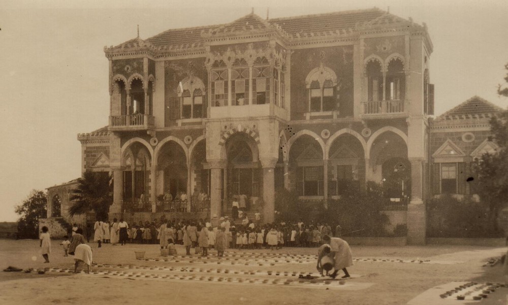 Exterior of the Birds' Nest Orphanage at Sidon, c. 1921–1923 — Nellie Miller Mann noted it was 