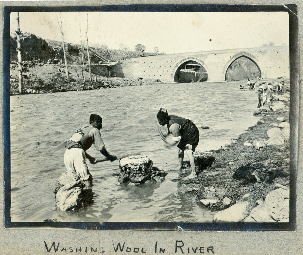 Wool Dept: Washing wool in the river
