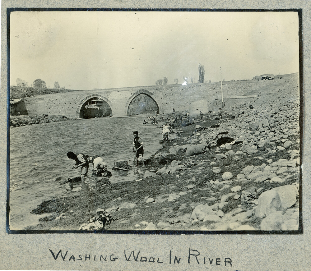 Wool Dept: Washing wool in the river