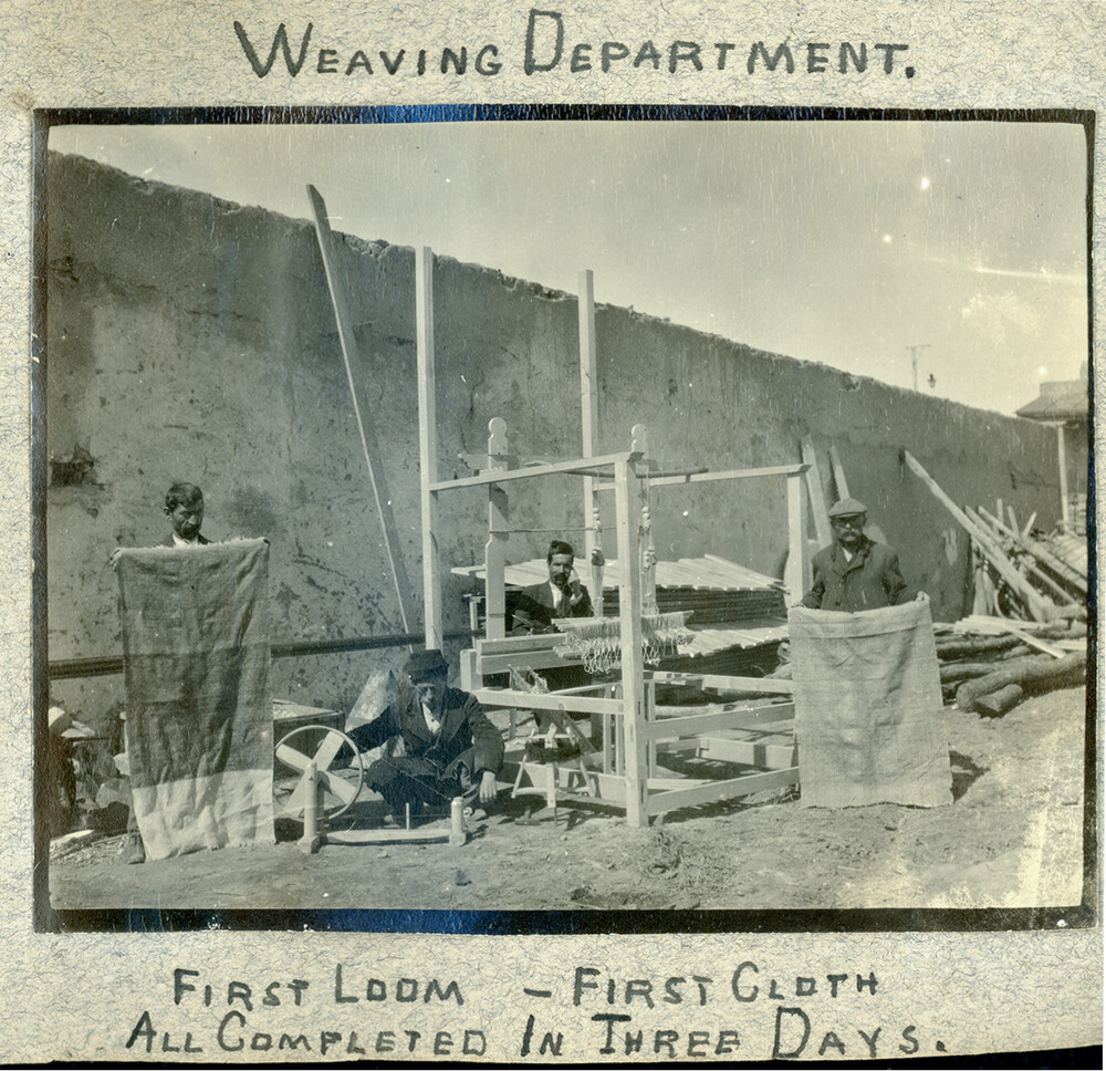 Weaving Dept: First loom and first cloth