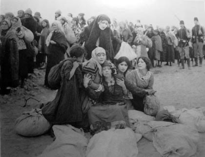Film still from Ravished Armenia; Aurora second from right, 1919