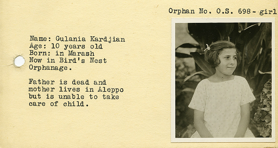 Orphan registration card for 
