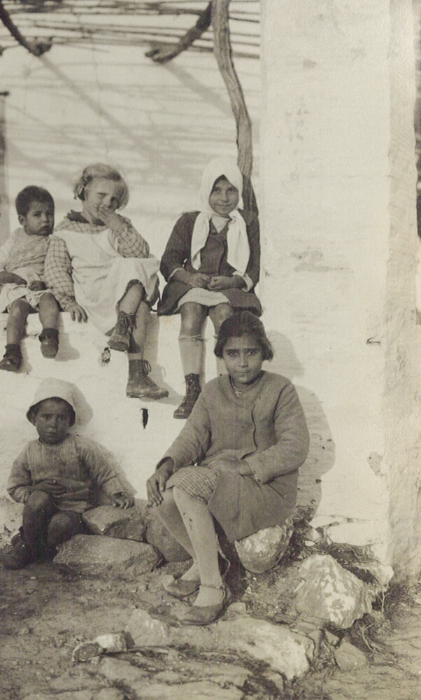 Five orphan children at the Syra orphanage, c.1926
