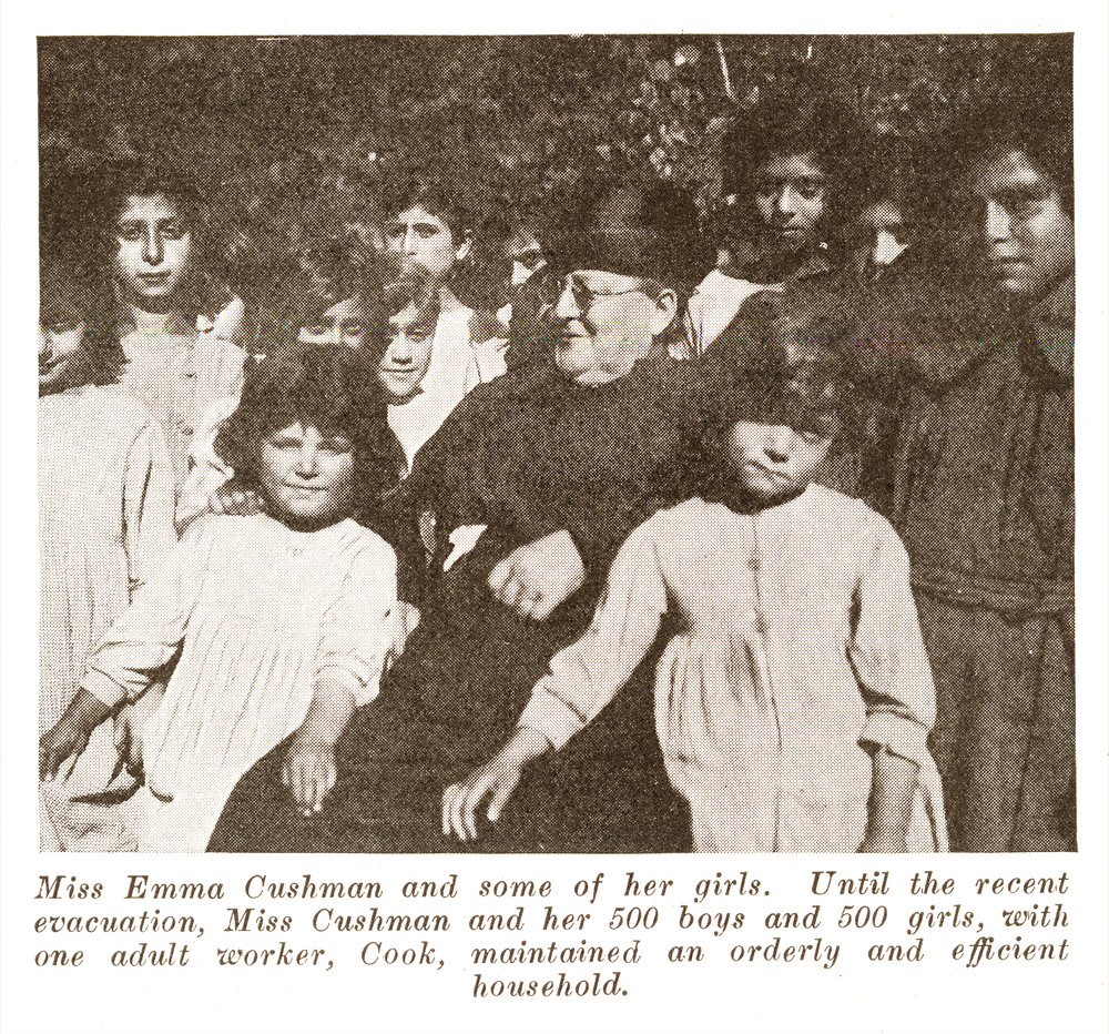 Miss Emma Cushman with girls of the Konia Orphanage.
