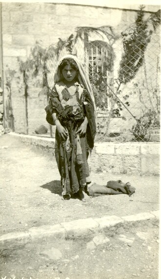 Miriam Moosa on the day she came in from Lifta. c. 1919–1920.