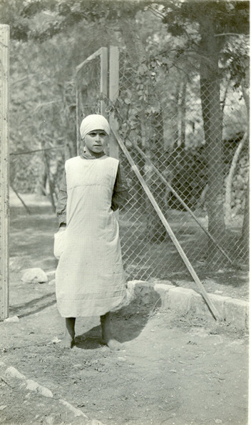 Miriam Moosa, washed and clothed on arrival. c. 1919–1920.