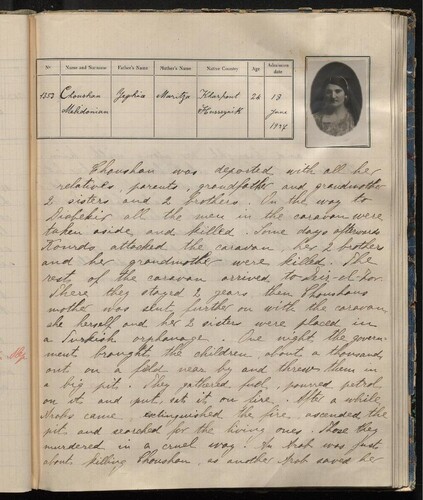 Aleppo Rescue Home Admissions Records (1301–1400), 1927.