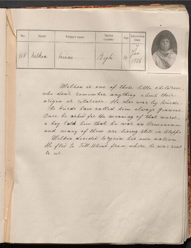 Aleppo Rescue Home Admissions Records (901–1000), 1925–1926.