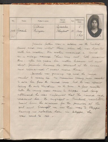 Aleppo Rescue Home Admissions Records (501–600), 1924.