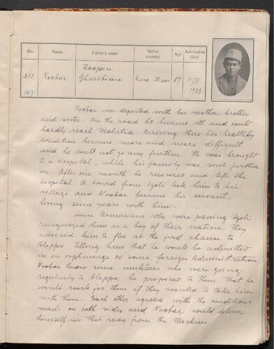 Aleppo Rescue Home Admissions Records (301–400), 1923.