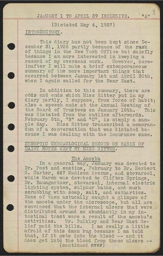 Barclay Acheson Diary, 1927 Part 1 (Jan–Jun 1927)