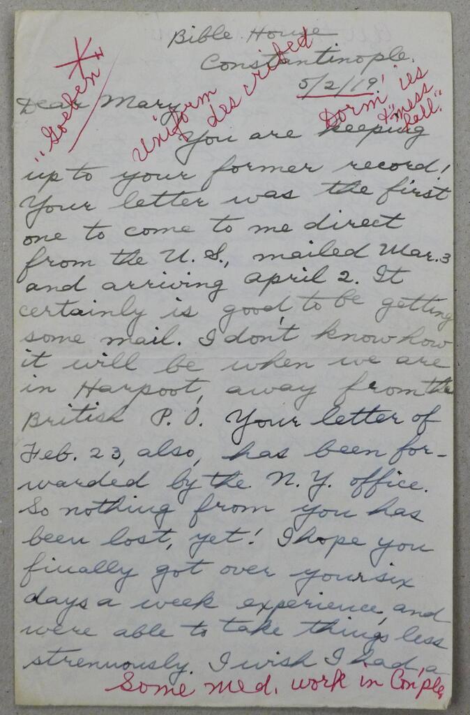 Ruth Parmelee, The A.C.R.N.E. relief uniform described in detail, Constantinople, May 1919