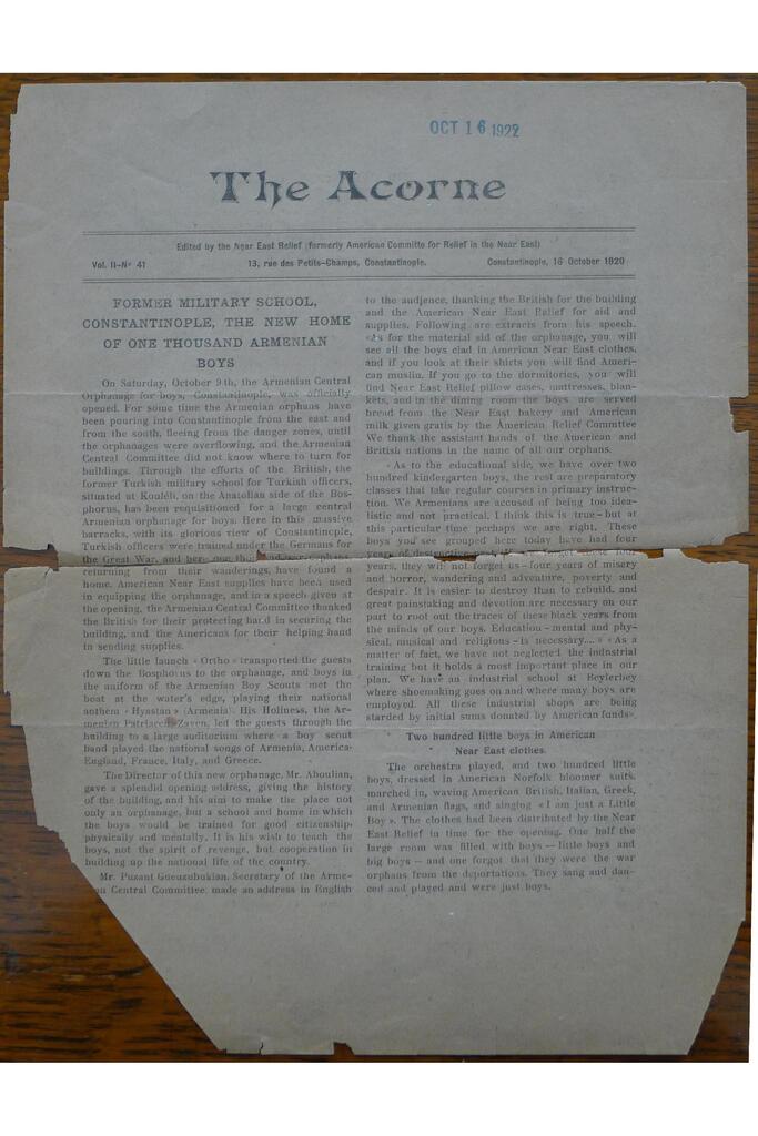 A barracks becomes a home for 1,000 boys. Acorne, 16 Oct 1920.