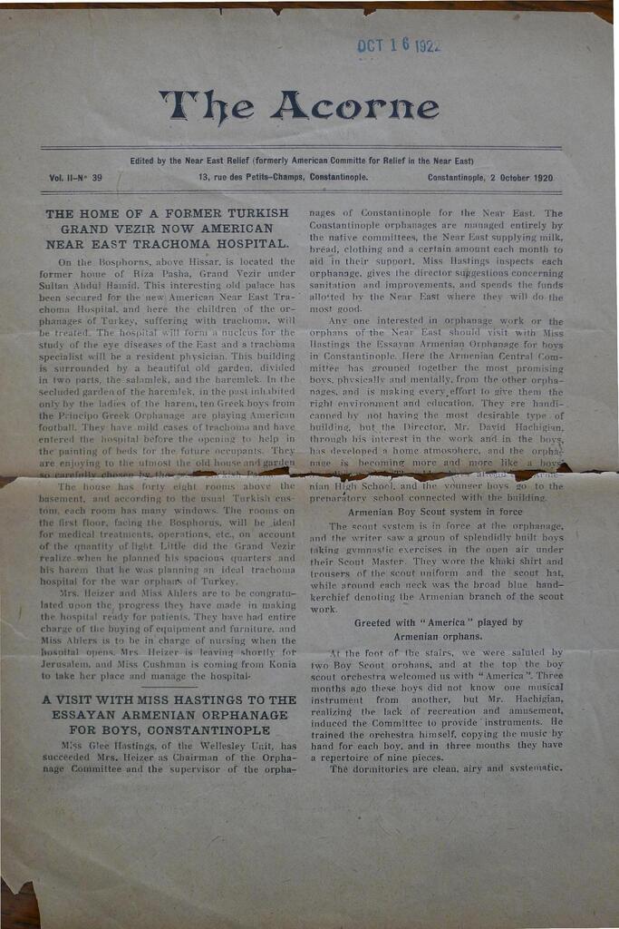 5,176 children on the Harpoot roll. Acorne, 2 Oct 1920.