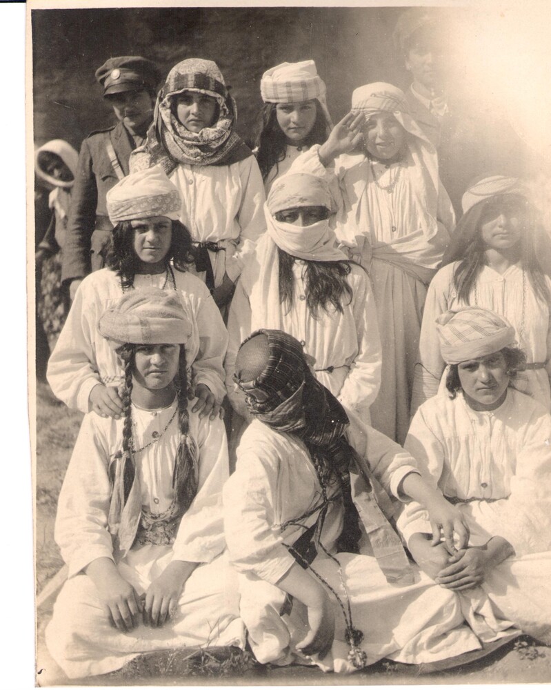 Armenian girls act out their years among the Arabs. Ismid, 1921–22.