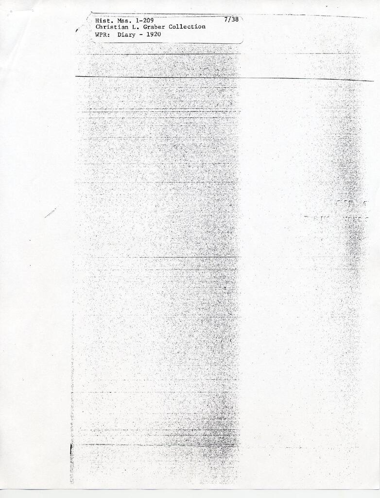 Diary of Chris L. Graber, relief worker in the Antioch district. January–February 1920.