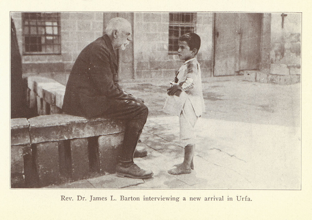 Rev Dr James L Barton interviewing a new arrival in Urfa